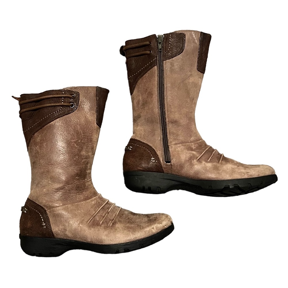 Merrell Mid Barnwood Brown Leather with Distressed Suede Calf Boots Size 6.5
